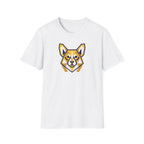 Geometric Corgi Graphic T-Shirt — Minimal Dog Face Tee for Pet Lovers