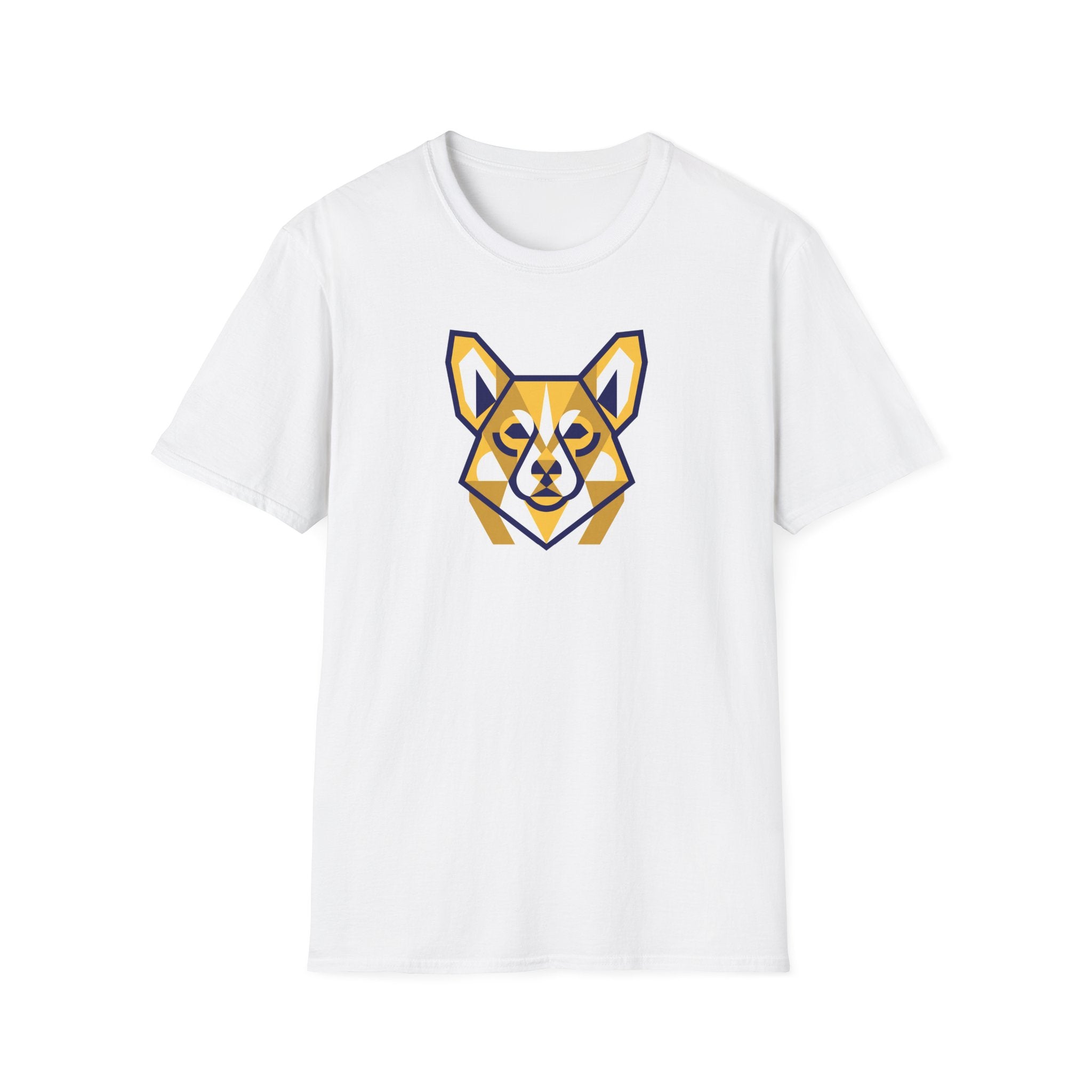 Geometric Corgi Graphic T-Shirt — Minimal Dog Face Tee for Pet Lovers