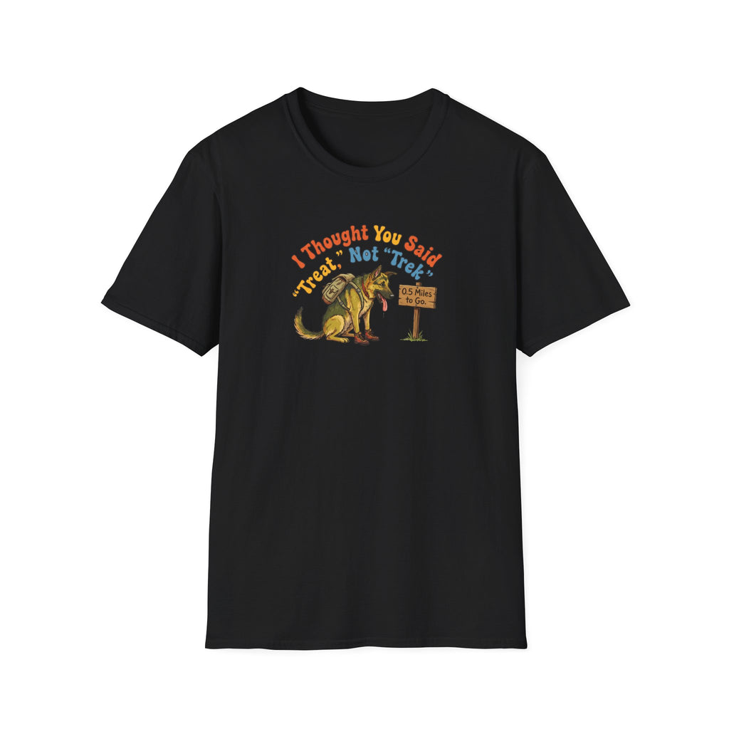 German Shepherd T‑Shirt – "I Thought You Said Treat, Not Trek" Vintage-style German Shepherd Tee