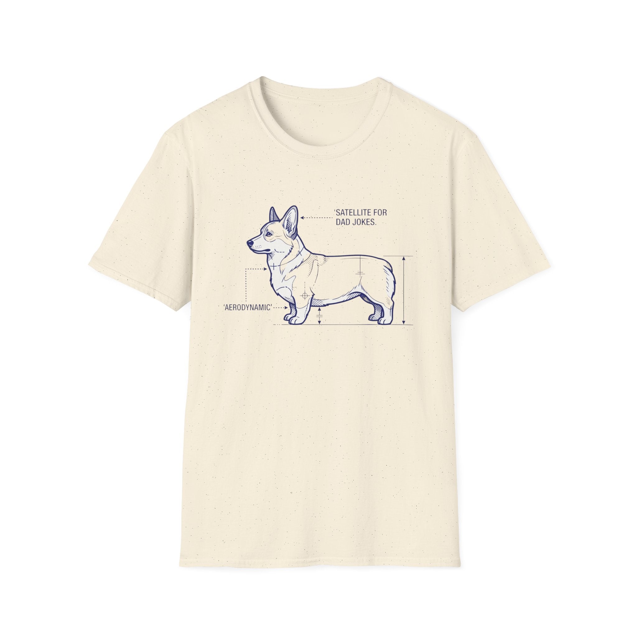 Corgi Blueprint Tee — "SatelLite from Dad Jones" Diagram T-Shirt