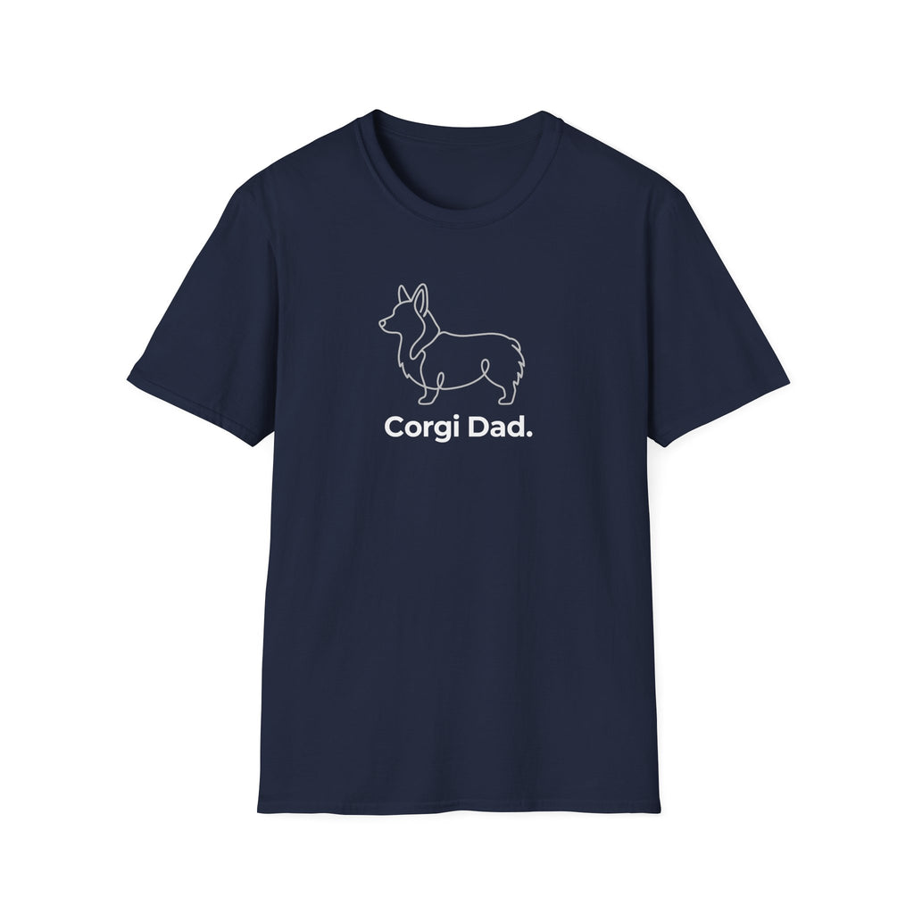 Corgi Dad T-Shirt — Minimal Outline Corgi Tee for Dog Lovers