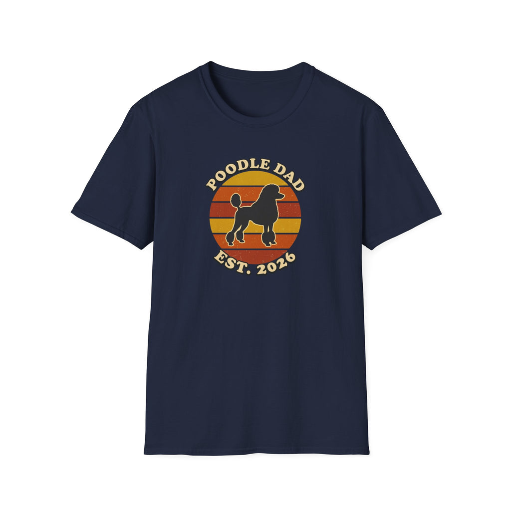 Poodle Dad T-Shirt - Retro Sunset Dog Dad Tee