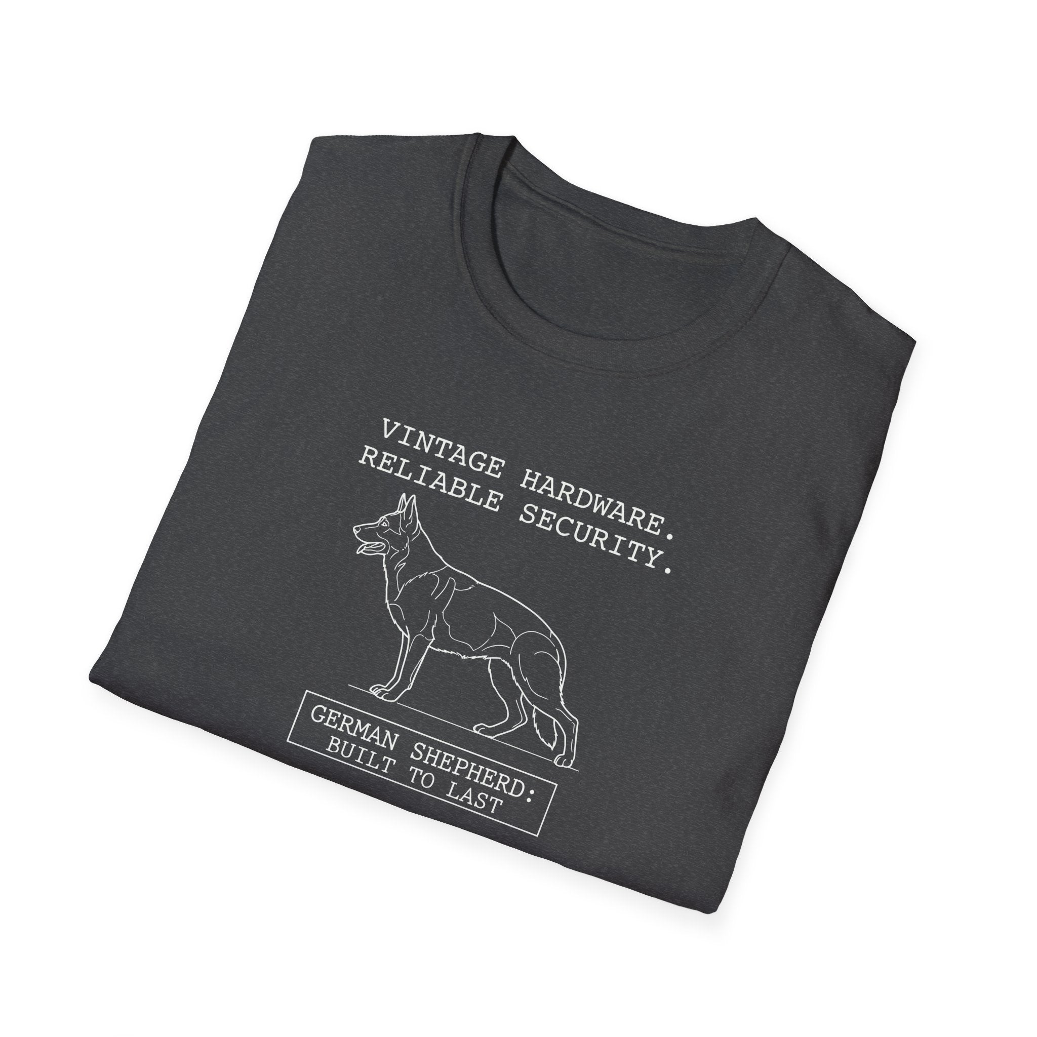German Shepherd T-Shirt – “Vintage Hardware, Reliable Security” Graphic Tee