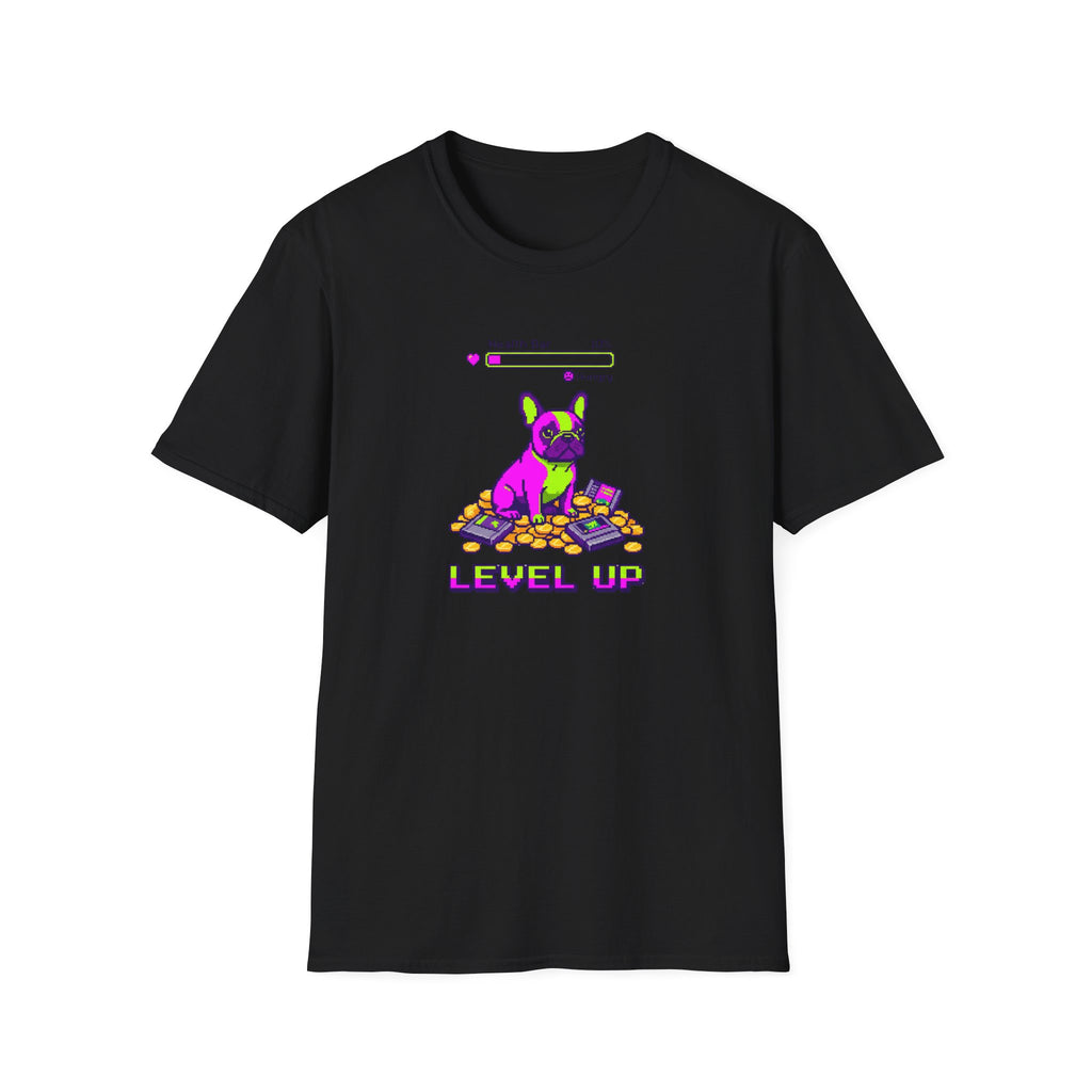 Level Up Frenchie T-Shirt — Gaming Bulldog Graphic Tee