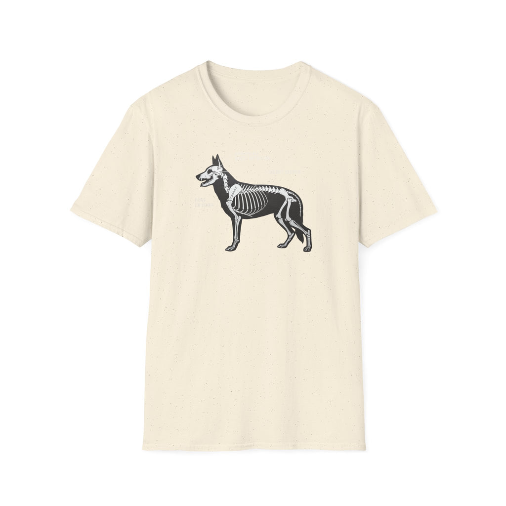 German Shepherd Skeleton T-Shirt — Gothic X-Ray Canine Graphic Tee