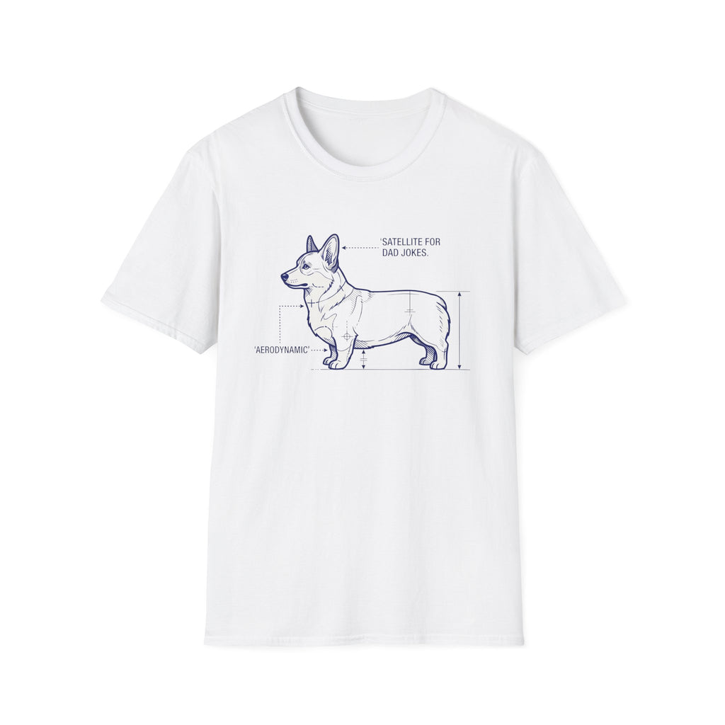 Corgi Blueprint Tee — "SatelLite from Dad Jones" Diagram T-Shirt