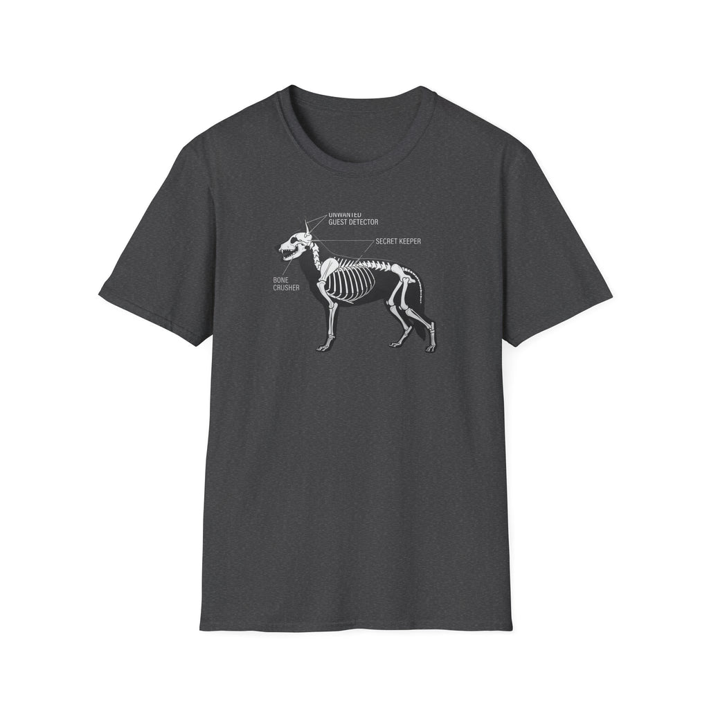 German Shepherd Skeleton T-Shirt — Gothic X-Ray Canine Graphic Tee