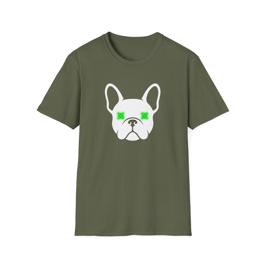 French Bulldog Tee — Neon Green Star Eyes Dog Shirt