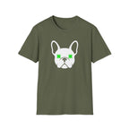 French Bulldog Tee — Neon Green Star Eyes Dog Shirt