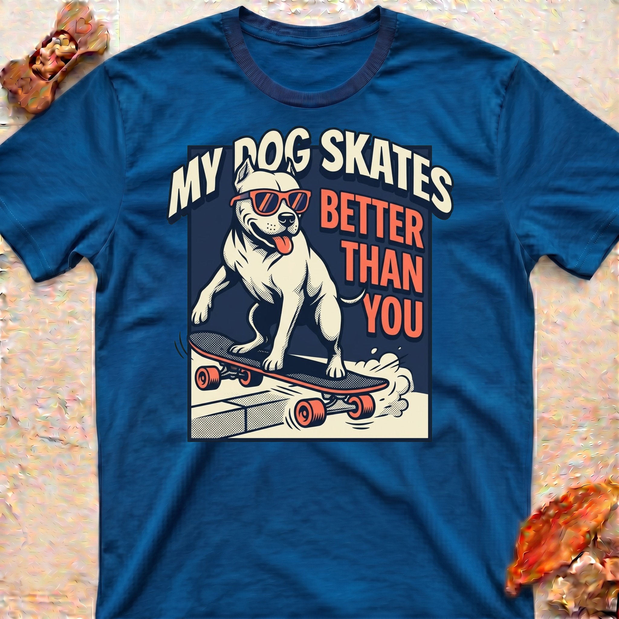 Smiling Skating Pitbull T-Shirt