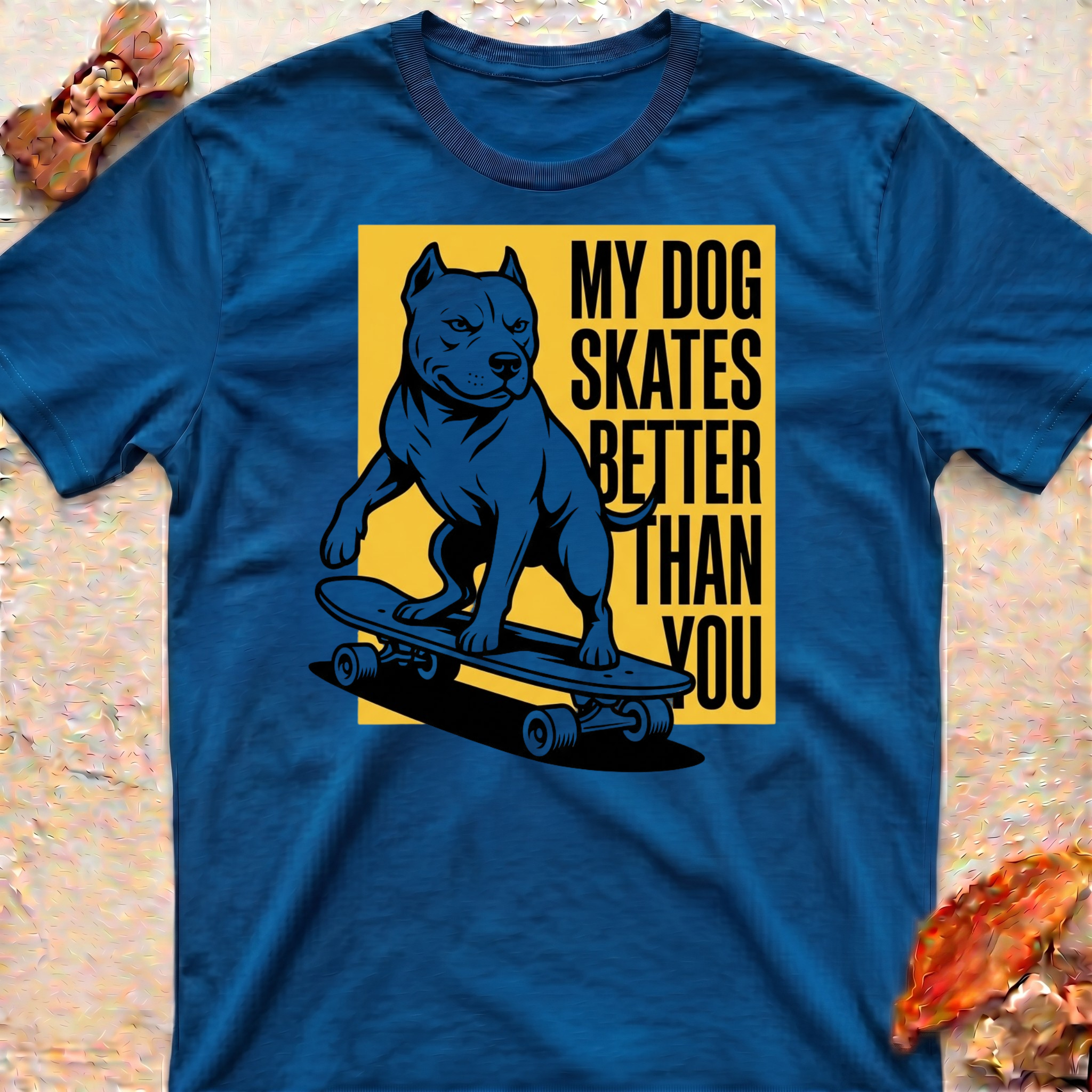 Smiling Skating Pitbull T-Shirt