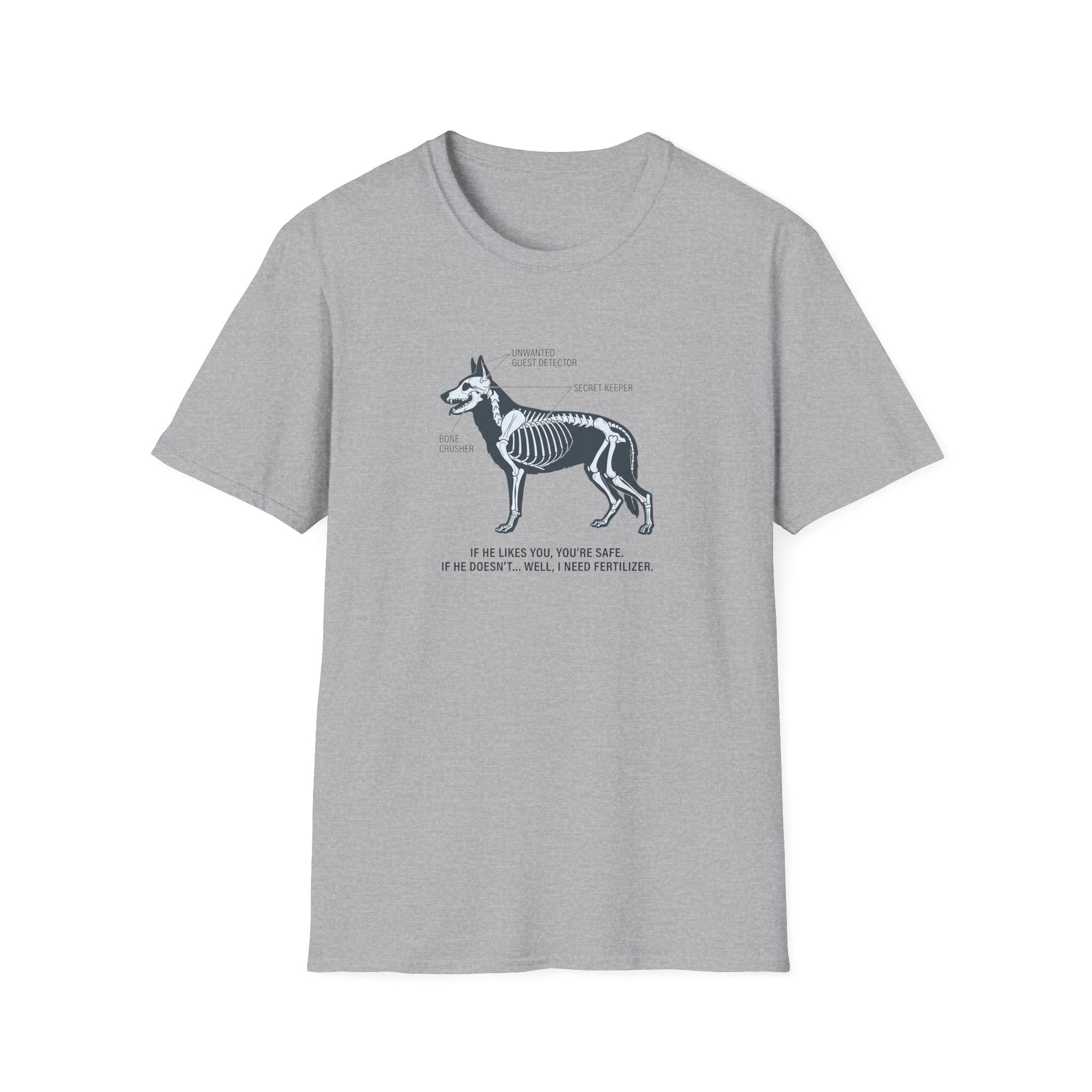 German Shepherd Anatomy Diagram T-Shirt — Vintage Veterinary Skeletal Illustration Tee