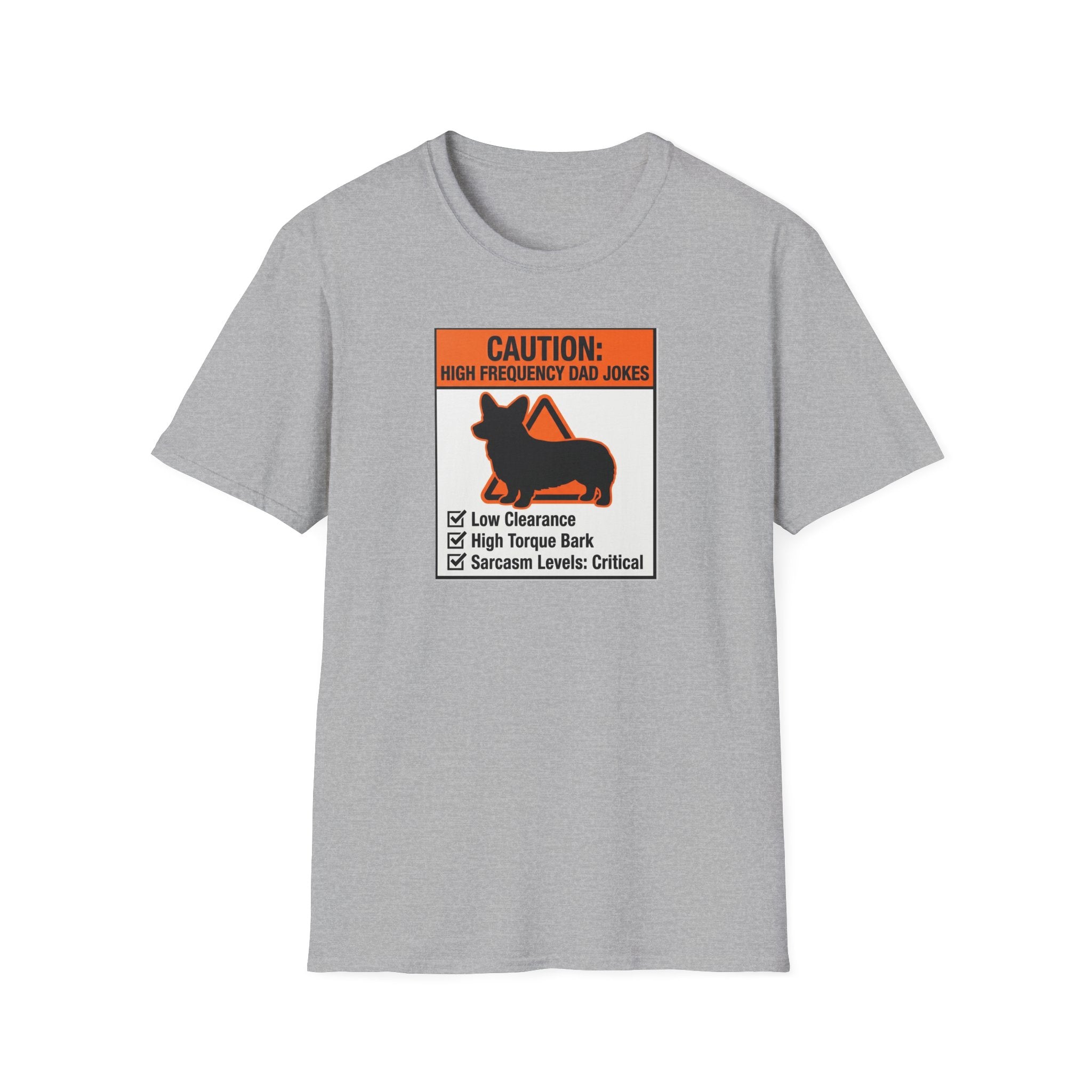 Dad Warning T-Shirt — "Caution: High Frequency Dad Jokes" Humorous Father's Day Tee