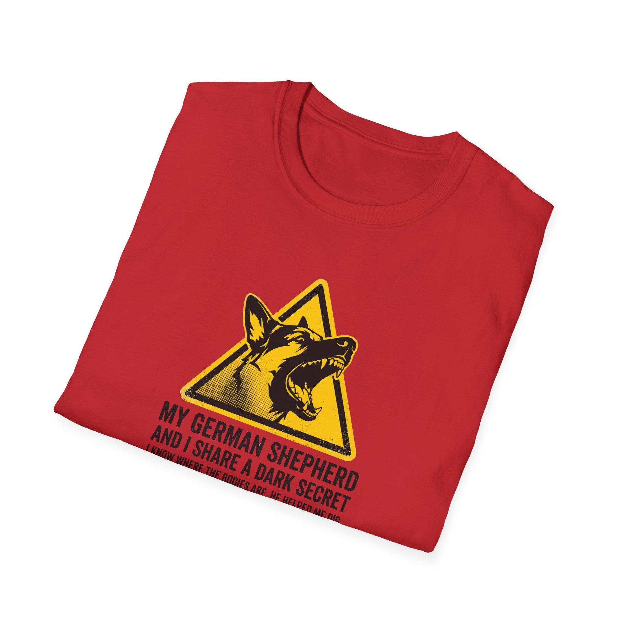 German Shepherd Dog T-Shirt — “My German Shepherd and I Share a Dark Secret” Graphic Tee