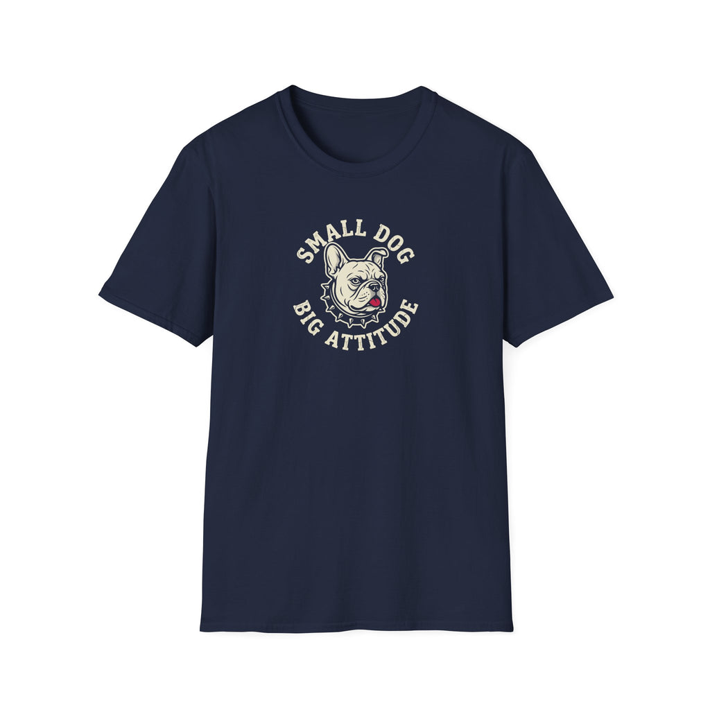 T-Shirt — "Small Dog Big Attitude" Vintage Bulldog Graphic