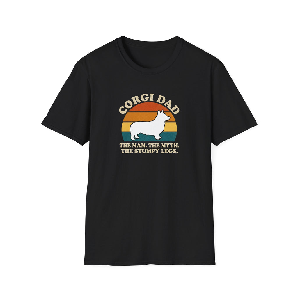 Corgi Dad T-Shirt — “Corgi Dad: The Man, The Myth, The Stumpy Legs” Retro Dog Dad Tee