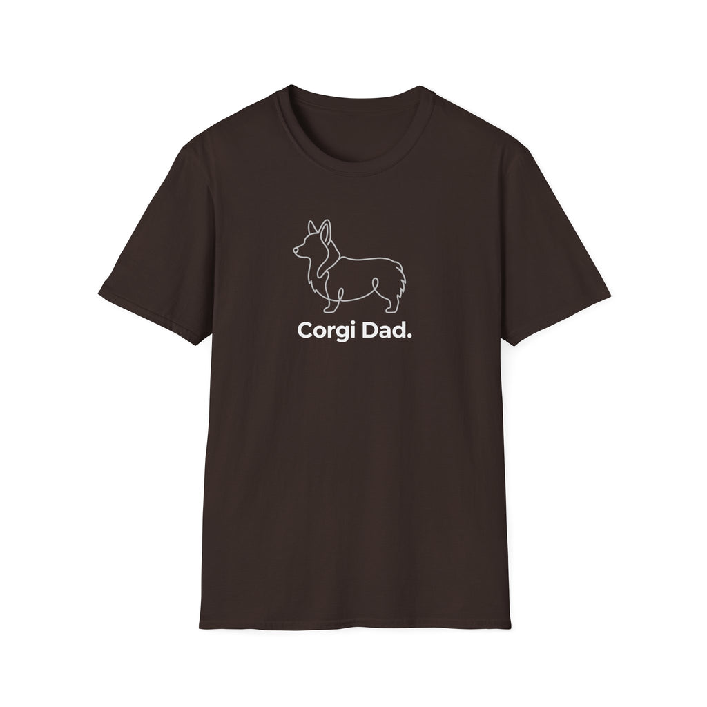 Corgi Dad T-Shirt — Minimal Outline Corgi Tee for Dog Lovers