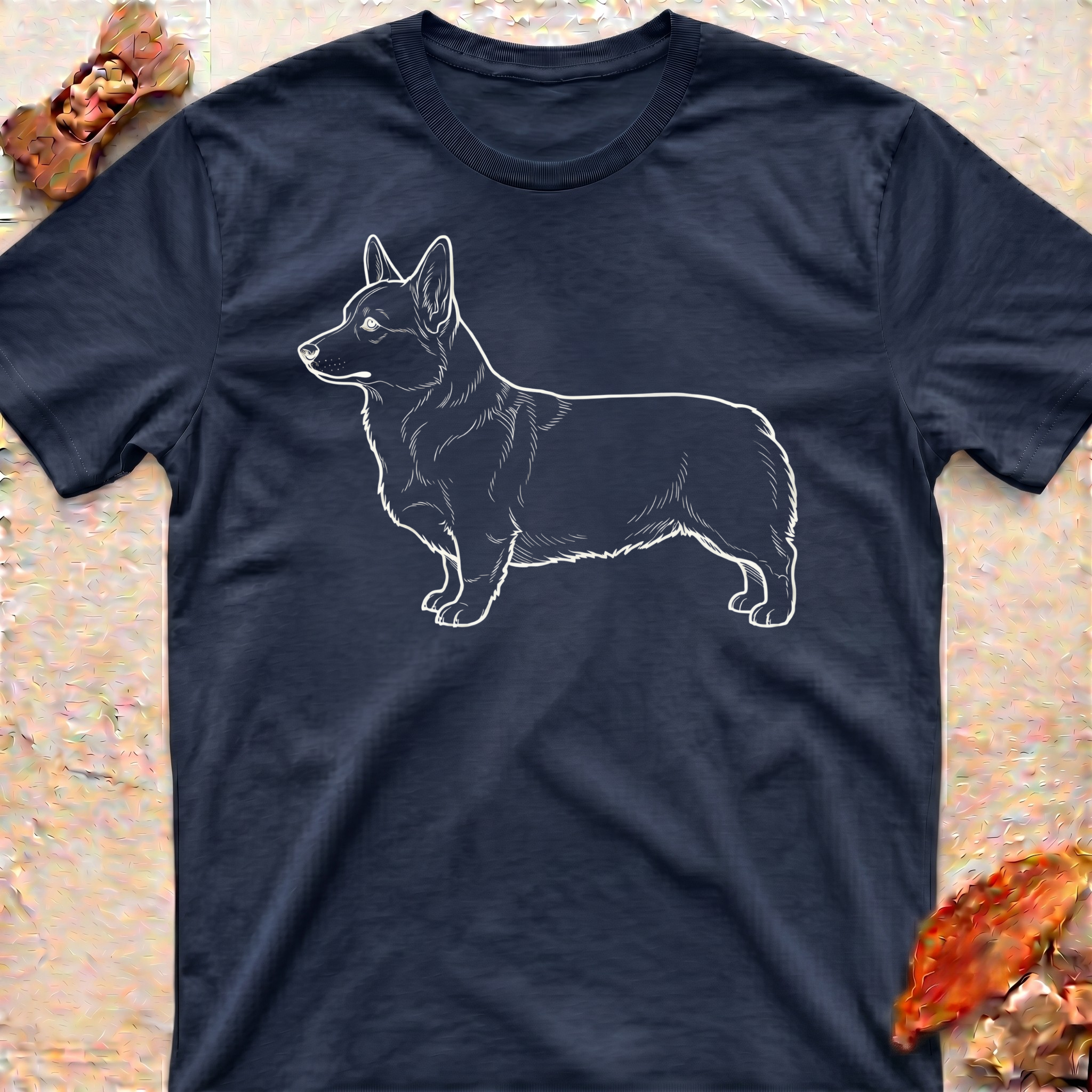 Corgi Minimalistic Outline T-Shirt