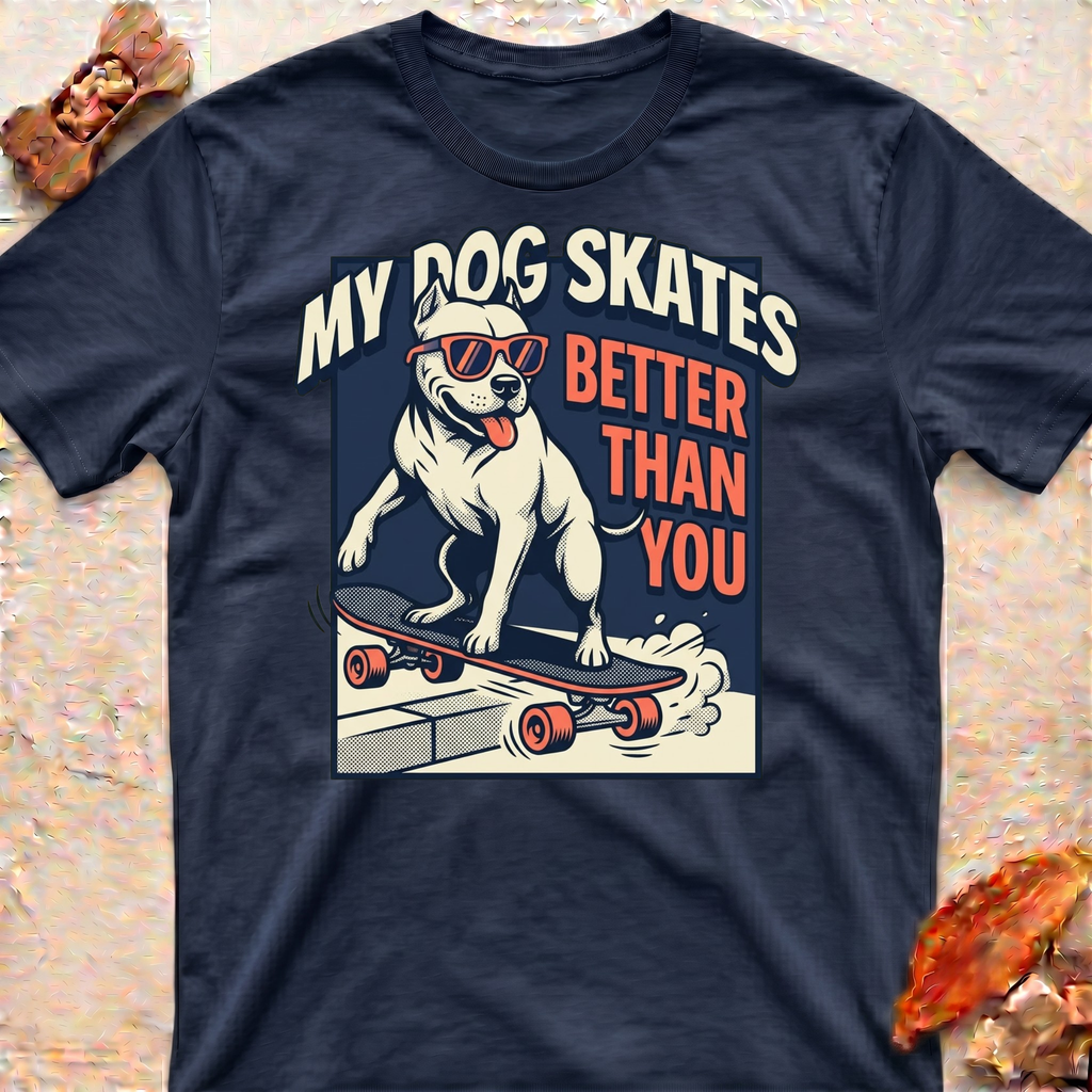 Smiling Skating Pitbull T-Shirt
