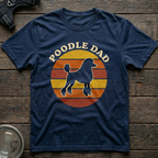 Poodle Dad T-Shirt - Retro Sunset Dog Dad Tee
